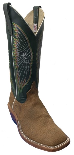 Justin Men's Ropers Dark Brown Marbled Deerlite Wood's Boots
