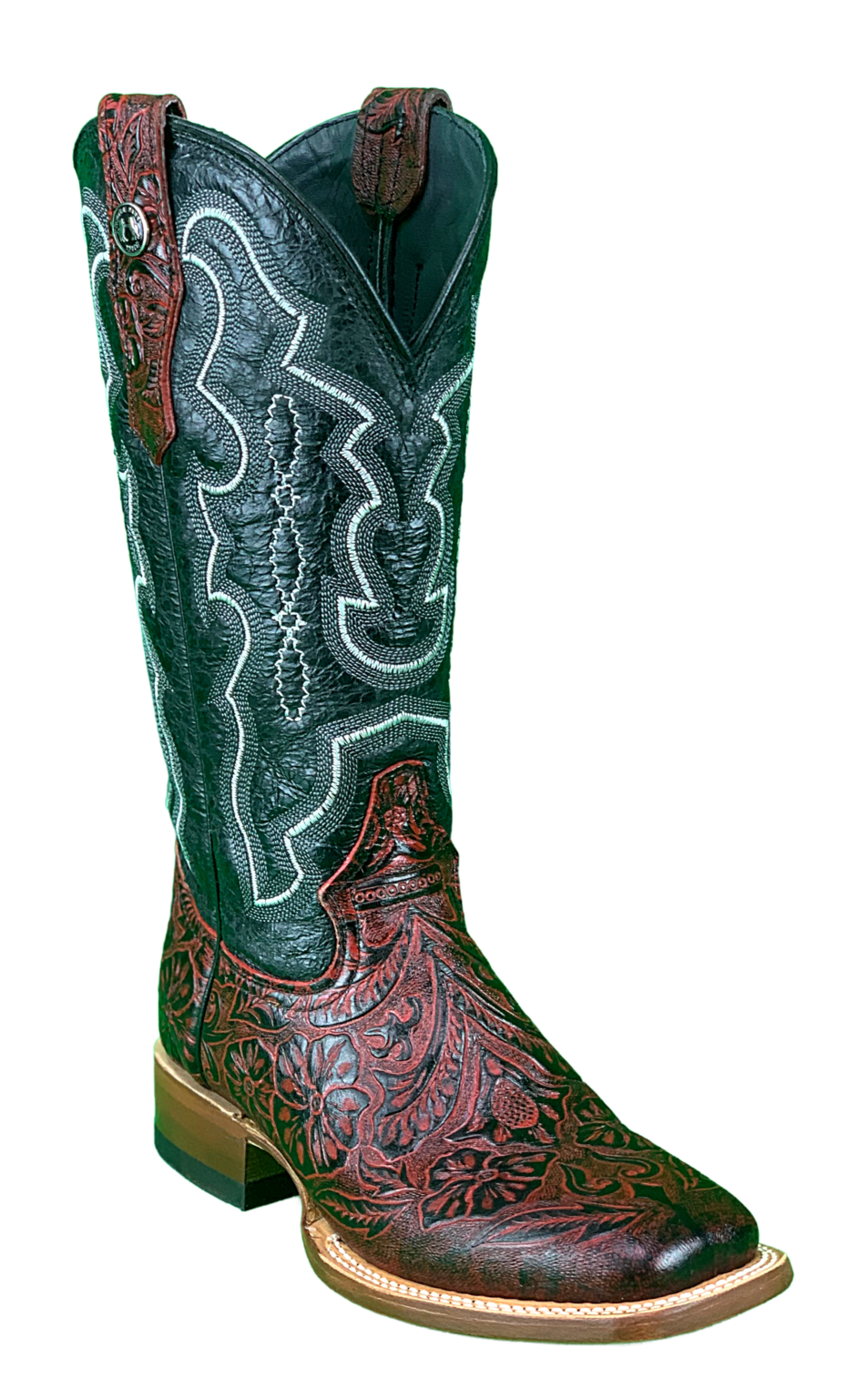 Tanner Mark Boots Ladies' Tan Hand Tooled Print Boots