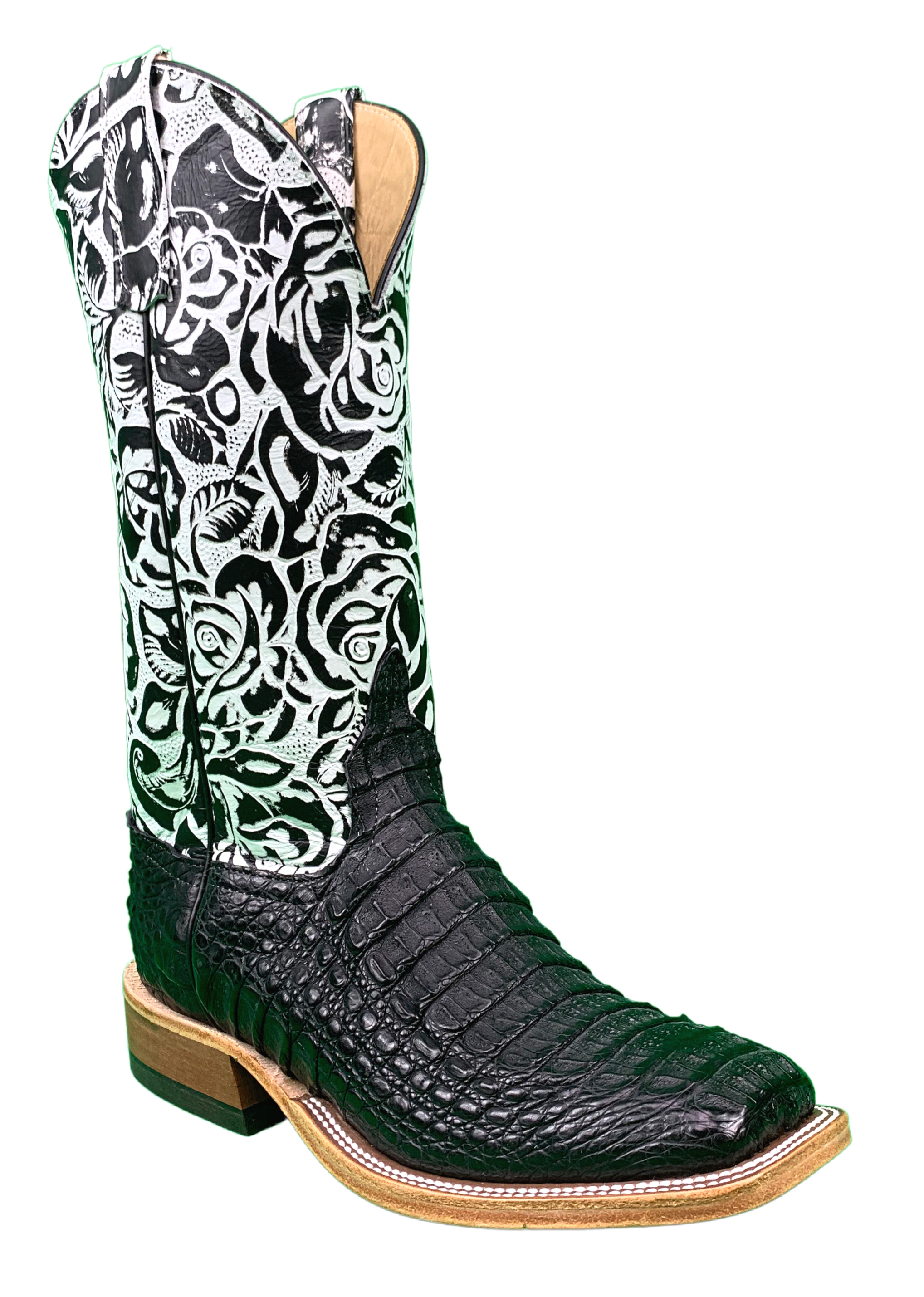 Anderson Bean Black Lux Caiman Hornback Boots