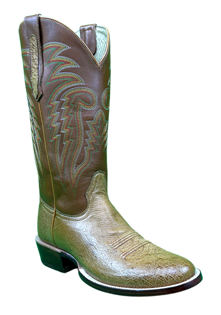 R. Watson Antique Saddle Smooth Round Toe Ostrich Boots