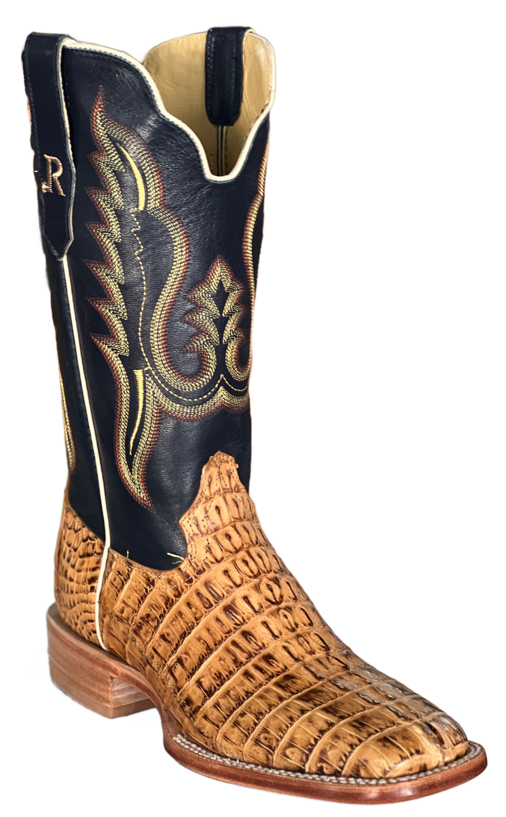 R. Watson Saddle Hornback Caiman Tail Boots